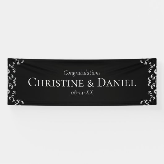 シルバーとブラックの旋回ゴシック結婚ズ 横断幕 (横)