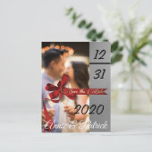 シルバーとブラックの日付を保存 ポストカード (スタンド正面)