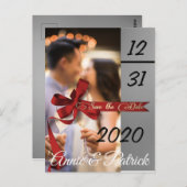 シルバーとブラックの日付を保存 ポストカード (正面/裏面)