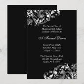 シルバーとブラックの華やかなプロムの正式な招待状 招待状 (正面/裏面)