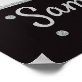 シルバーとブラックの誕生日写真プロップフレーム(あらゆる年齢) ポスター (角)