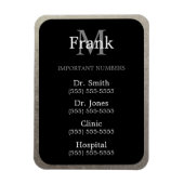 シルバーとブラックの重要な電話番号 マグネット (縦)