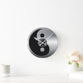 シルバーとブラックの陰陽ウォールクロック ラウンド壁時計 (ホーム)