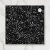 シルバーとブラックエレガントフローラ結婚の感謝 フェイバータグ (裏面)