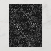 シルバーとブラックエレガントフローラ結婚の詳細 エンクロージャーカード (裏面)
