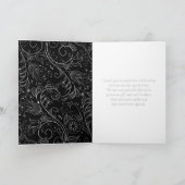 シルバーとブラックエレガントフローラ結婚ズ サンキューカード (内部)