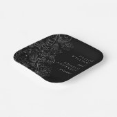 シルバーとブラックエレガントフローラ結婚ズ ペーパープレート (傾斜あり)