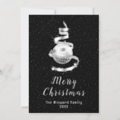 シルバーとブラックオーナメントメリークリスマス シーズンカード (正面)