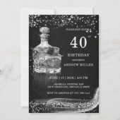 シルバーとブラックカスタムの誕生日 招待状 (正面)