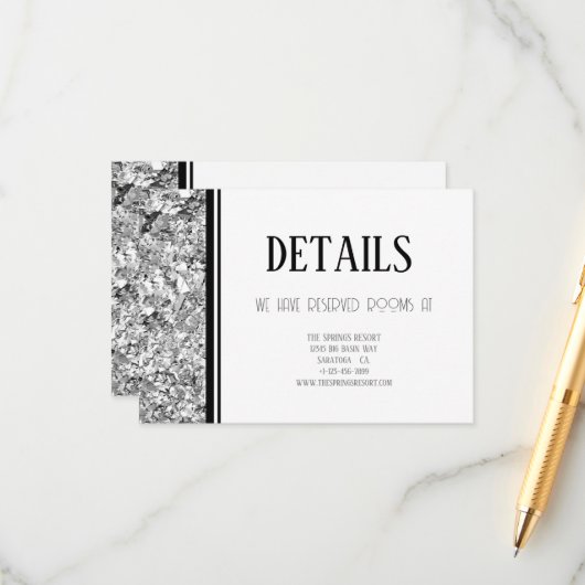 シルバーとブラックシンプル文字結婚ズ エンクロージャーカード (正面/裏面インサイチュ)