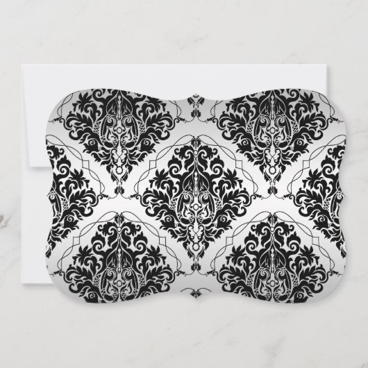 シルバーとブラックジュエルダマスクスウィート16誕生日 招待状 (裏面)