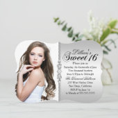 シルバーとブラックジュエルダマスクスウィート16誕生日 招待状 (スタンド正面)