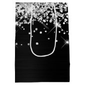 シルバーとブラックファンシーモノグラムありがとう ミディアムペーパーバッグ (裏面)