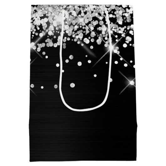 シルバーとブラックファンシーモノグラムありがとう ミディアムペーパーバッグ (裏面)