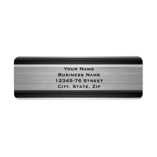 シルバーとブラックメタルルック差出人住所 ラベル (正面)