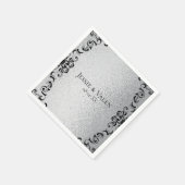 シルバーとブラック結婚ゴシック スタンダードカクテルナプキン (角)