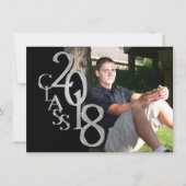 シルバーとブラック2018写真卒業招待状 招待状 (正面)