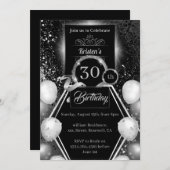 シルバーとブラック30th誕生日招待状 招待状 (正面/裏面)