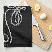 シルバーとブラック キッチンタオル (四つ折り)