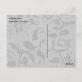 シルバーとブラック・ダマスクの上品なモノグラム ポストカード (裏面)