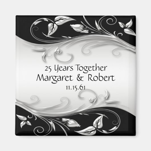 シルバーとブラック 25周年記念 マグネット (正面)