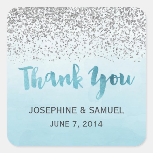 シルバーとブルーがステッカー スクエアシール (正面)