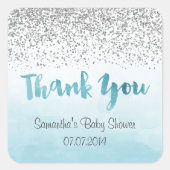 シルバーとブルーがステッカー スクエアシール (正面)