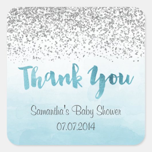 シルバーとブルーがステッカー スクエアシール (正面)