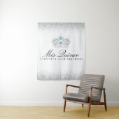 シルバーとブルーのキンセアニエラ フォトブース タペストリー (インサイチュ)