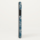 シルバーとブルーのビクトリアン フラワー レース モノグラム Case-Mate iPhoneケース (裏面/右)