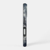 シルバーとブルーの雪の結晶の冬 iPhone 16ケース (右側面)