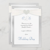 シルバーとブルーウィンターホワイト結婚式招待状 招待状 (正面/裏面)