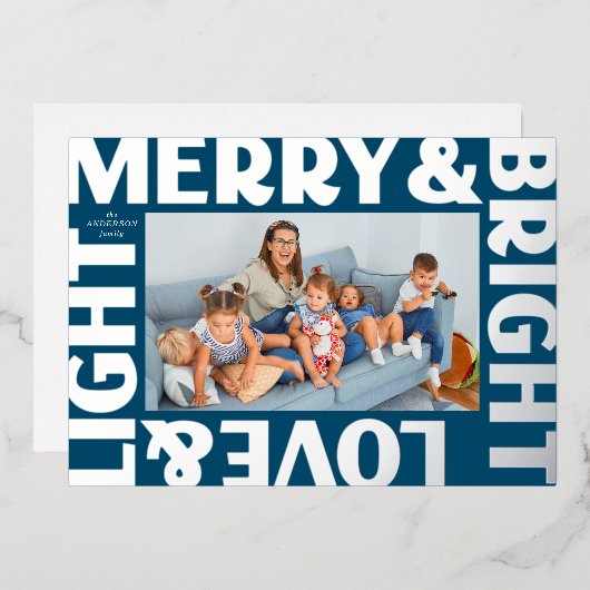 シルバーとブルーメリーと明るい愛と光 箔シーズンカード (正面/裏面)