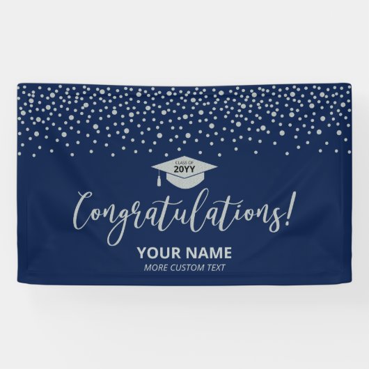 シルバーとブルー |紙吹雪卒業 横断幕 (横)