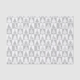 シルバーとホワイトのクリスマスツリーホリデーパターン 薄葉紙