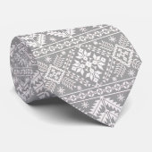 シルバーとホワイトのクリスマスフェア島のパターン ネクタイ (ロール)