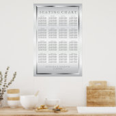 シルバーとホワイトのサテン – シーティングチャート ポスター (キッチン)