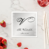 シルバーとホワイトのスノーフレーク冬のナプキン スタンダードカクテルナプキン (インサイチュ)