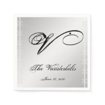 シルバーとホワイトのスノーフレーク冬のナプキン