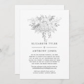 シルバーとホワイトのヴィンテージローズ　ゲストリスト縮小のお知らせ 案内状 (正面/裏面)