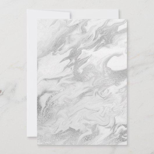 シルバーとホワイトの大理石模様のアニバーサリー招待状 招待状 (裏面)