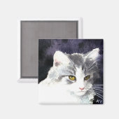 シルバーとホワイトの子猫マグネット マグネット (正面/裏面)