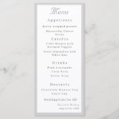シルバーとホワイトの洗練されたカトリック結婚式 メニュー (正面)