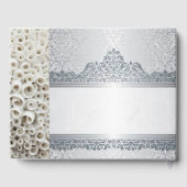 シルバーとホワイトの結婚カスタマイズ可能なゲストブック ゲストブック (裏面)