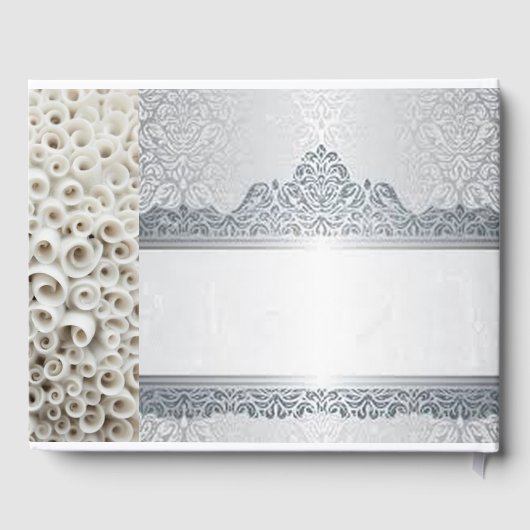 シルバーとホワイトの結婚カスタマイズ可能なゲストブック ゲストブック (裏面)