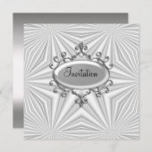 シルバーとホワイト招待状任意の大事な行事 招待状 (正面/裏面)