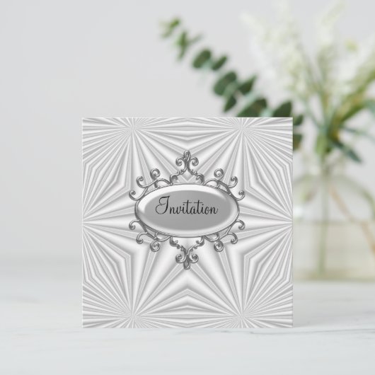 シルバーとホワイト招待状任意の大事な行事 招待状 (スタンド正面)