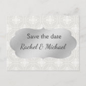 シルバーとホワイト日付を保存 案内ポストカード (正面)