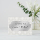 シルバーとホワイト日付を保存 案内ポストカード (スタンド正面)