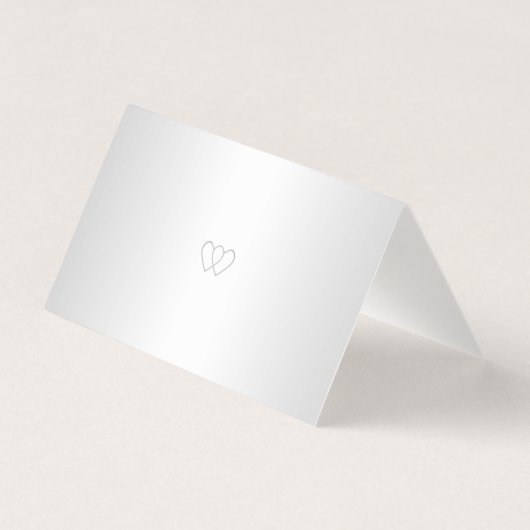 シルバーとホワイト結婚の折り畳みテーブルカード (裏面)